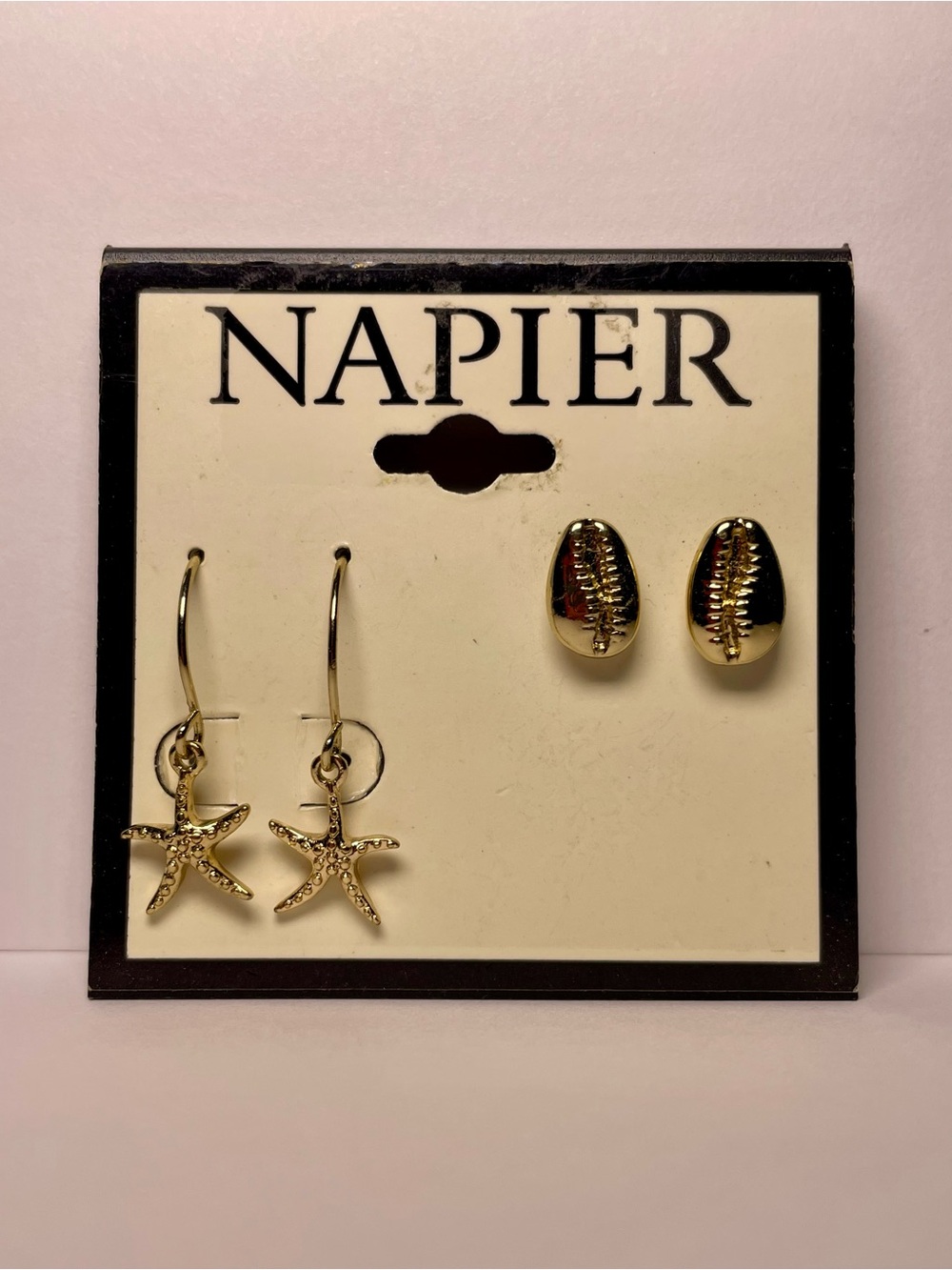Napier Gold Starfish Drop & Shell Stud Earrings Set